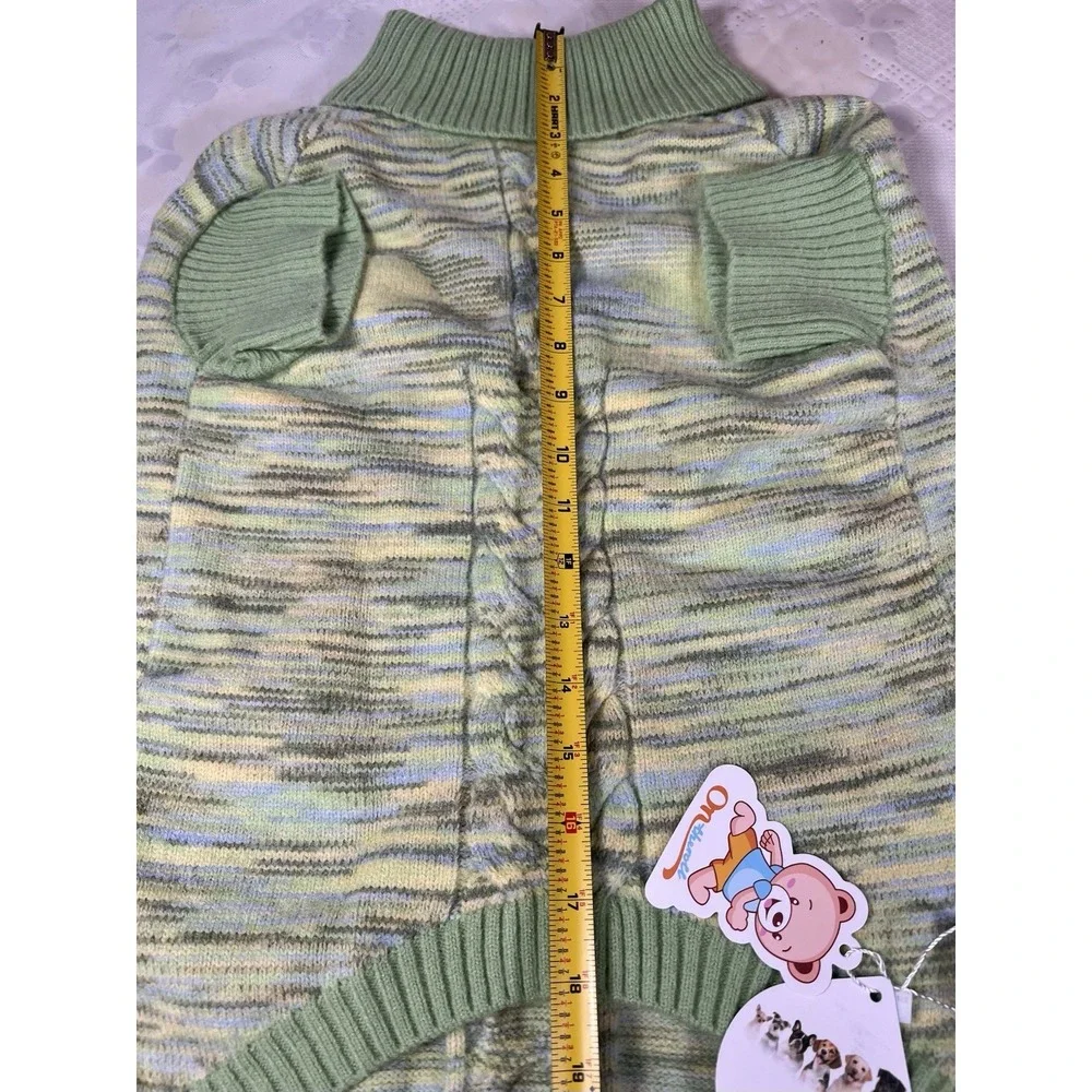 On The Roll 3XL (47-69Lb) Viscose Dog Sweater Pullover Green Yellow